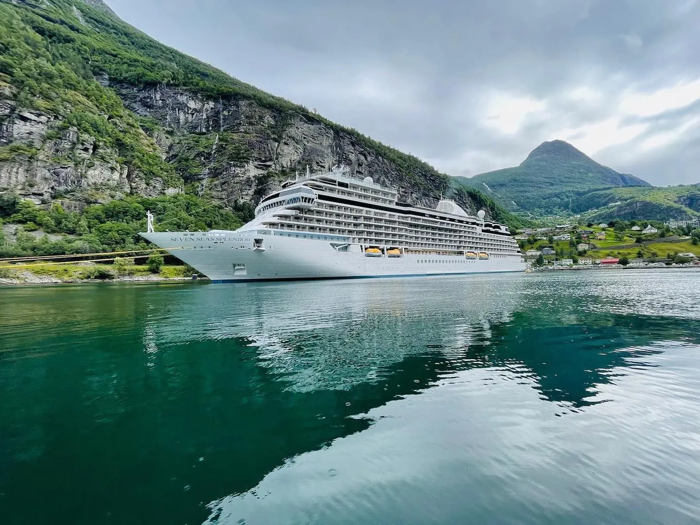 Seven Seas Splendor sailing in Geirangerfjord, Norway in August 2022