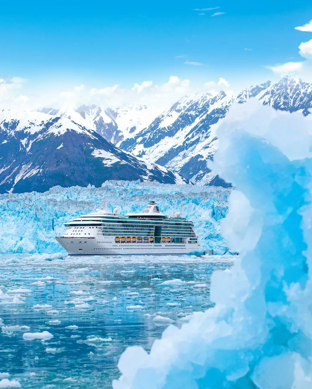 Radiance of the Seas passing through Alaska's Inside Passage in May 2023