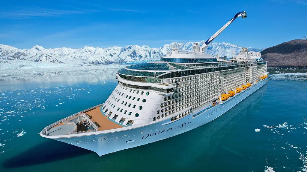 Ovation of the Seas sailing through the Northern Pacific Ocean in Alaska in January 2019