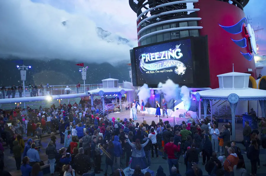 A still shot from Frozen Disney theme event on deck.