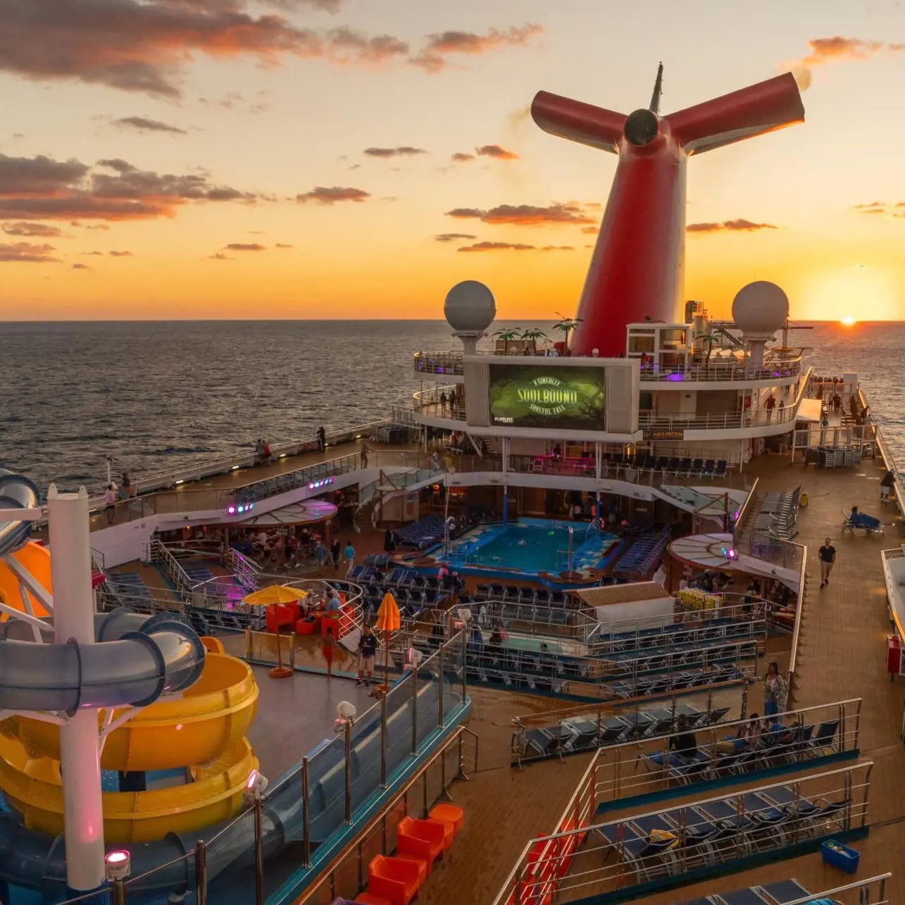 Carnival Conquest has Carnival Seaside Theater for dive in movies at sea