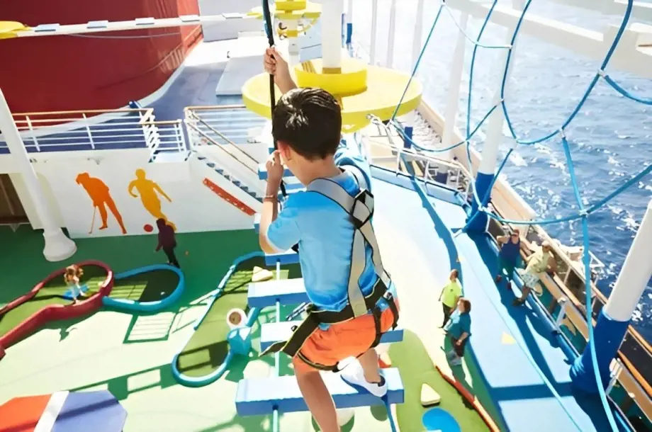 Carnival Radiance has a SkyCourse rope courses for rope challenges