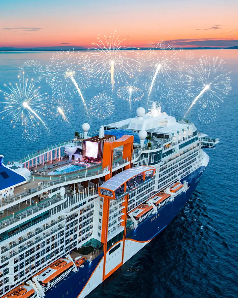 Moment of celebration of 4th July in Celebrity Cruise.