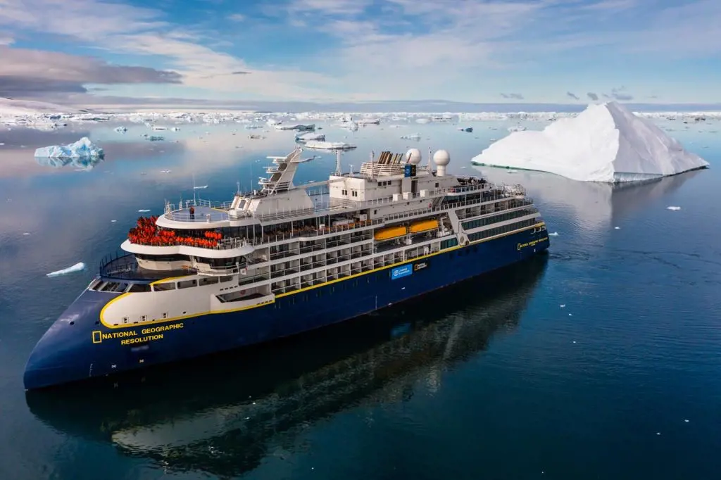 National Geographic Resolution navigating through Antarctica's Icy waters